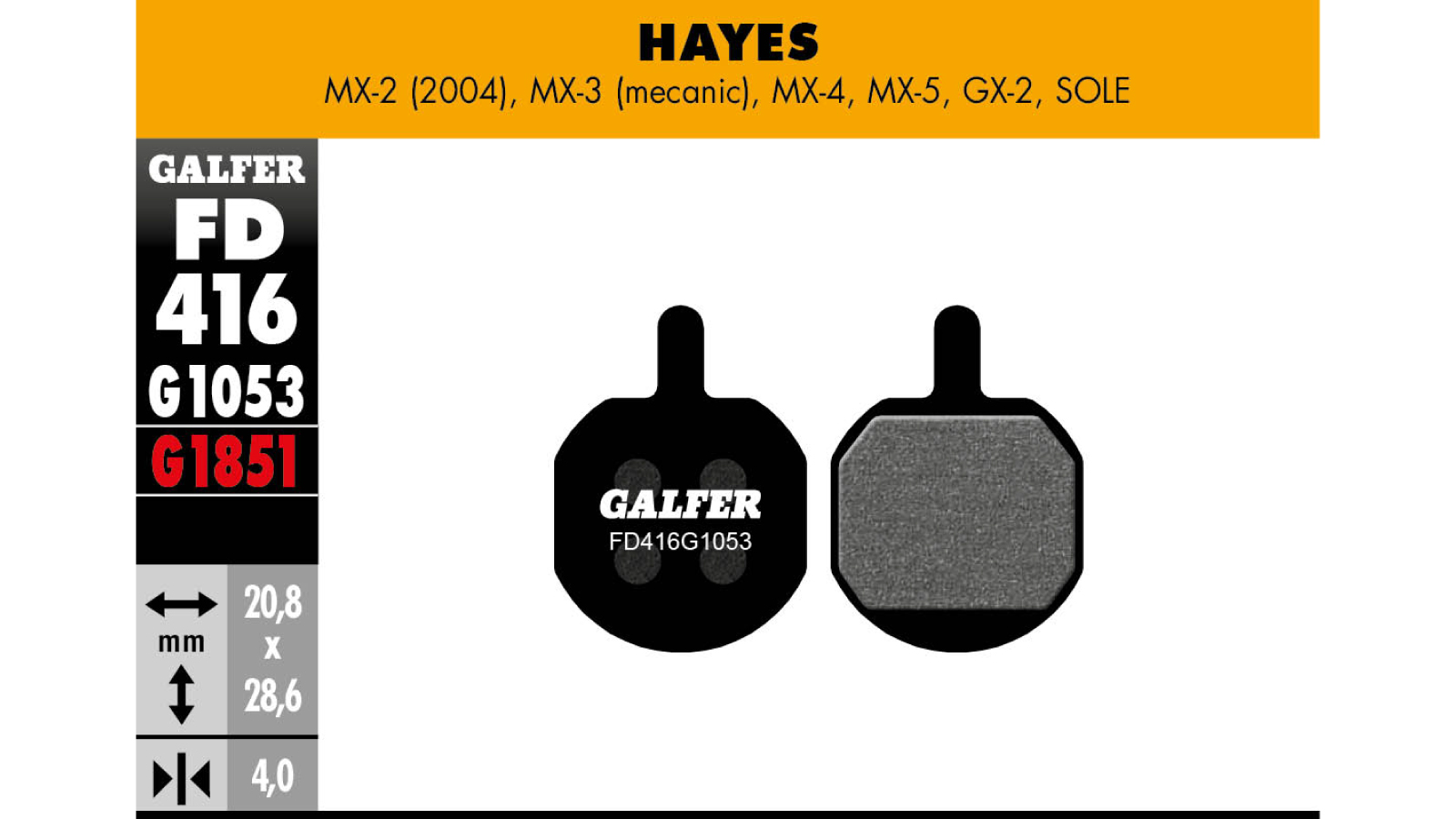 PASTIGLIE HAYES MX2 - MX3 - GX2